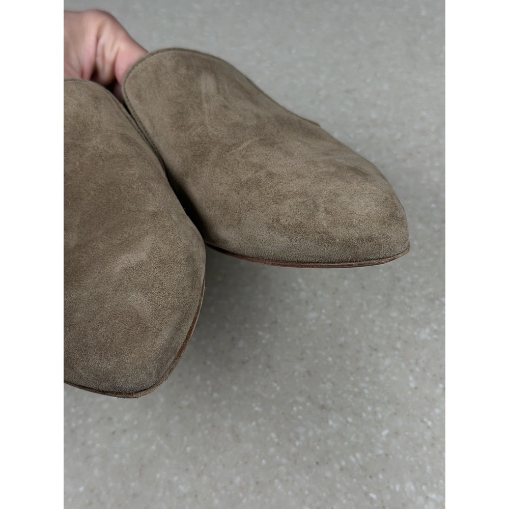 Jenni Kayne Laurel Suede Leather Taupe Green Mules Flats Womens Size 39 - Picture 3 of 10